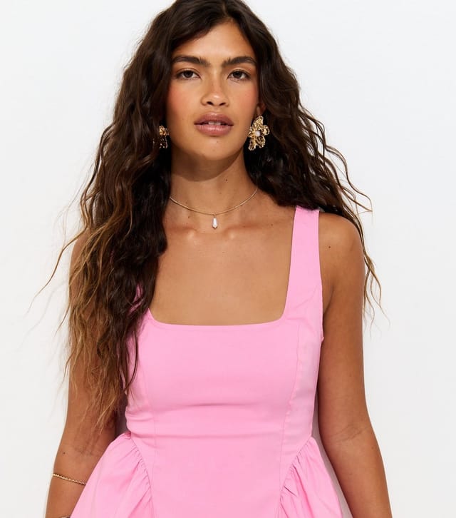 New Look Women's Pale Pink Panelled Square Neck Mini Dress New Look - 3