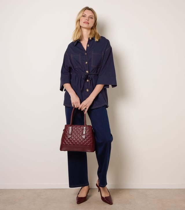 Blue Vanilla Women's Dark Blue Denim-Look Shirt Jacket Blue Vanilla New Look - 3