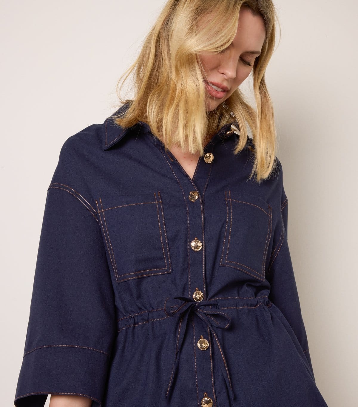 Blue Vanilla Women's Dark Blue Denim-Look Shirt Jacket Blue Vanilla New Look - 4