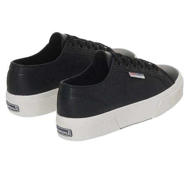 Superga Superga Women's 2740 Nappa Leather Platform Trainers in Black - 2