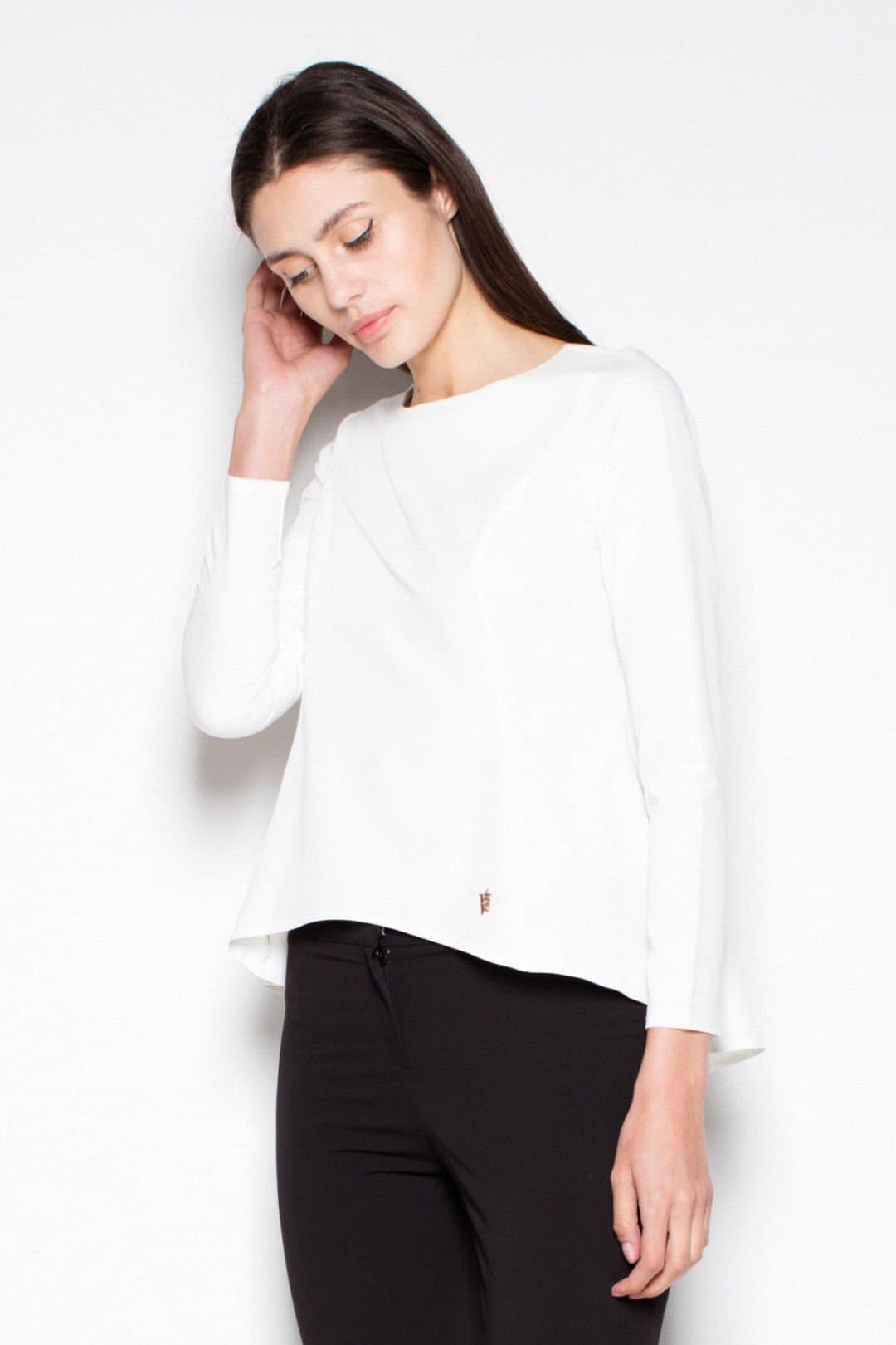 Love Lace Love Lace Women's Asymmetrical Draped Blouse in White