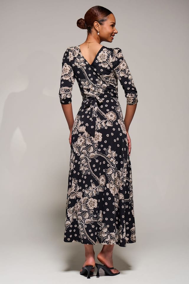 Jolie Moi Jolie Moi Women's Jersey Ruched Waist Fit & Flare Maxi Dress - 2