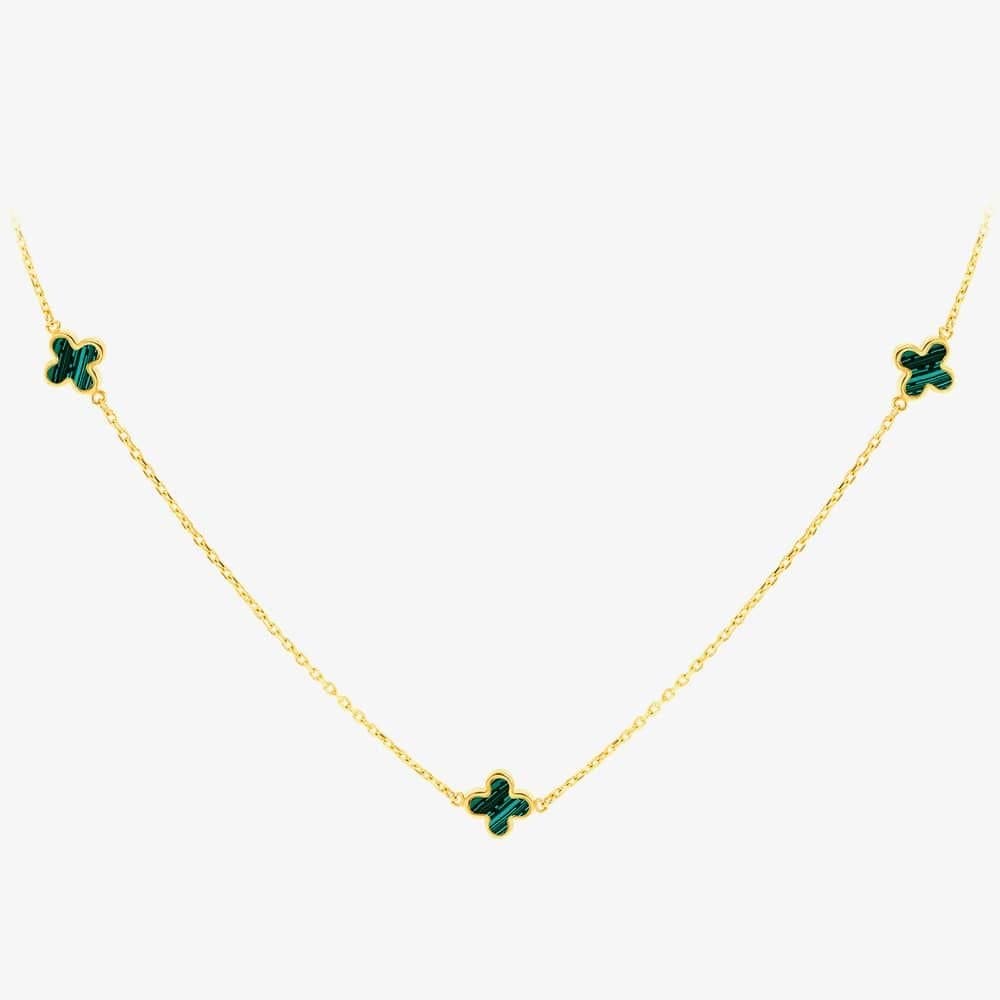 T.H.Baker T.H.Baker Women's 9ct Yellow Gold Malachite Petal Necklace 1.19.1620