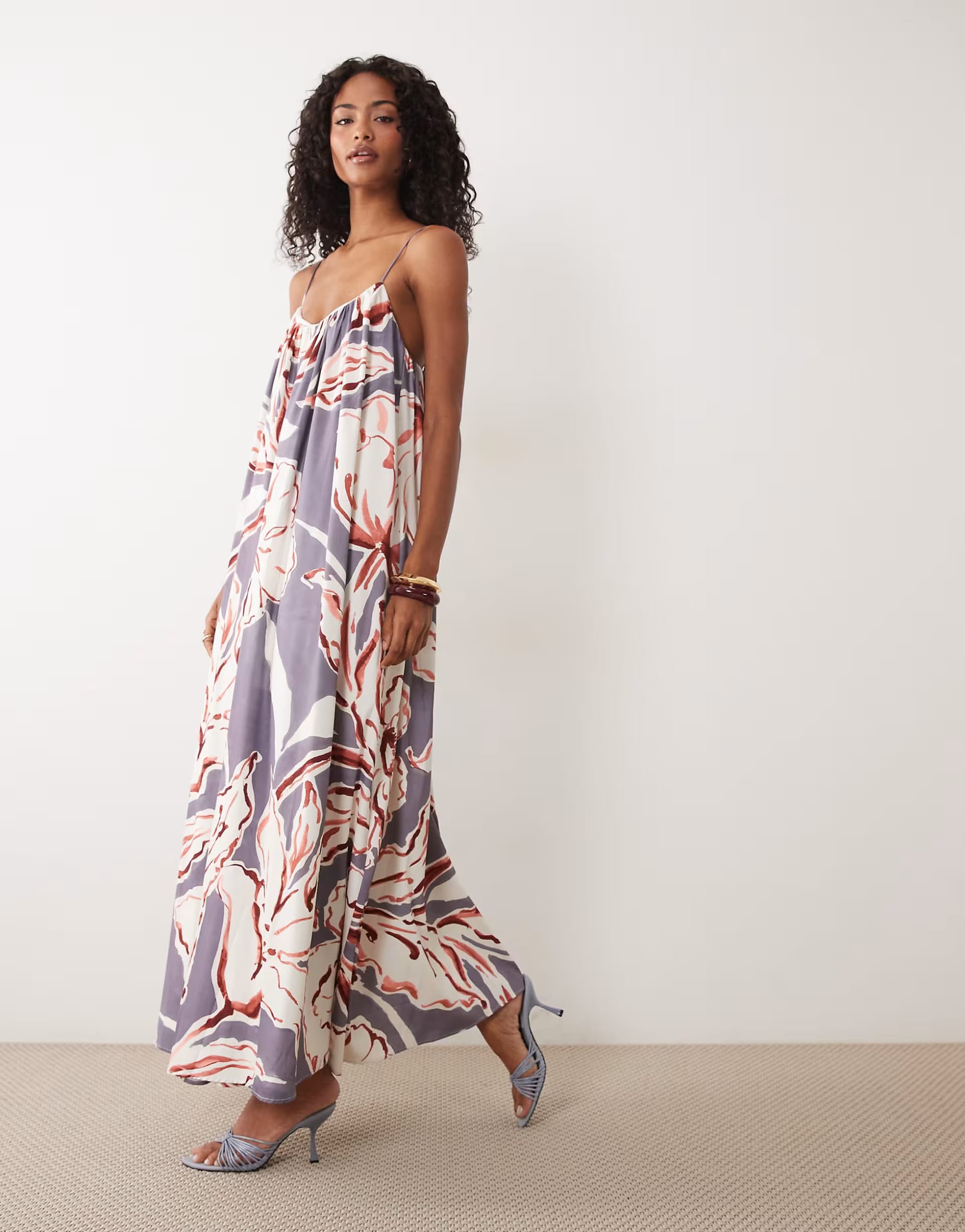 ASOS DESIGN Strappy Cami Maxi Dress in Abstract Print