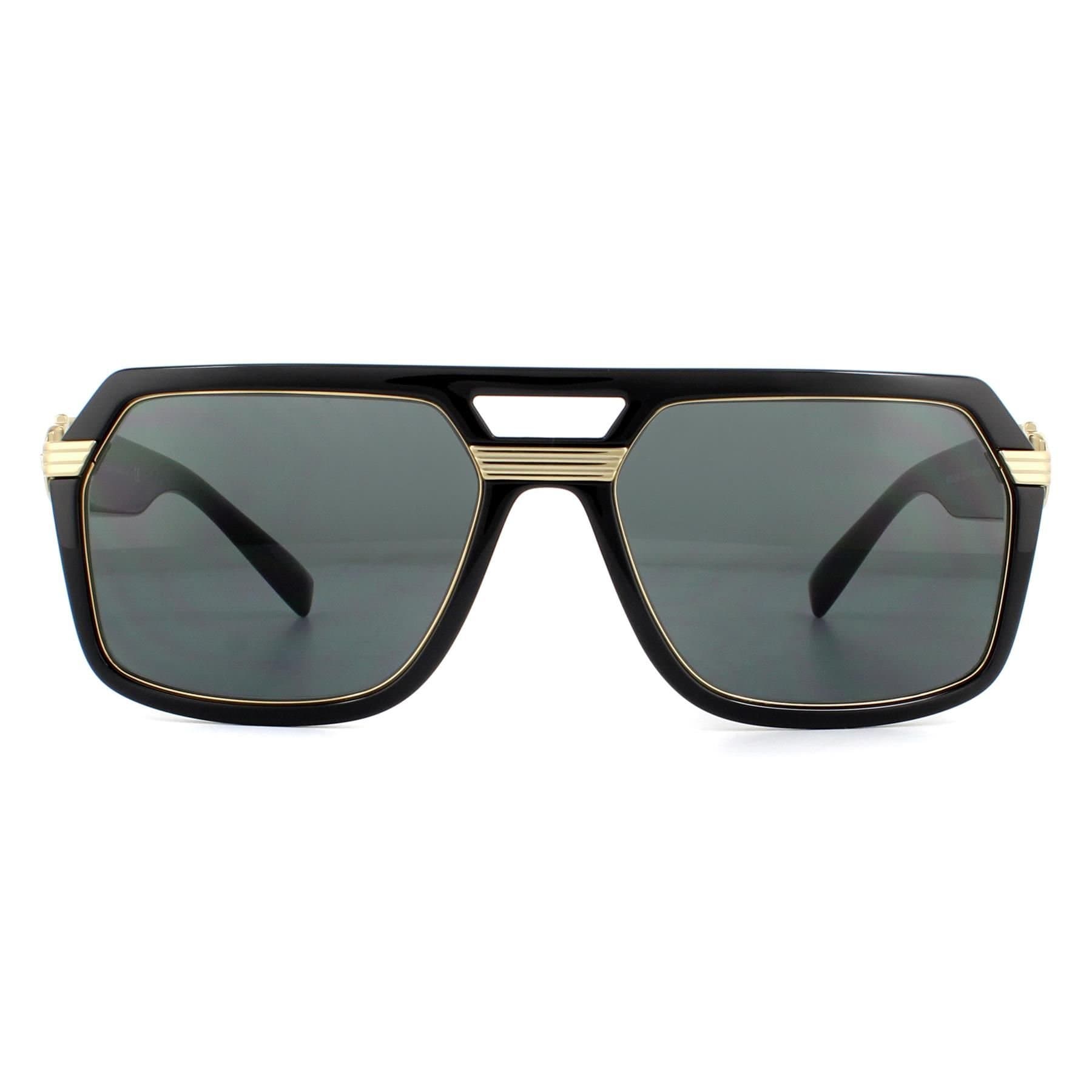 Versace Versace Men's Square Black Dark Grey Sunglasses