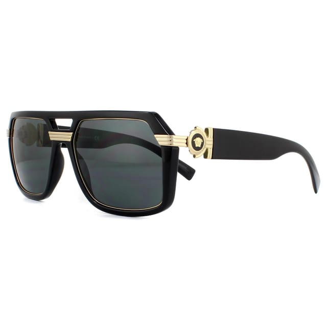Versace Versace Men's Square Black Dark Grey Sunglasses - 2