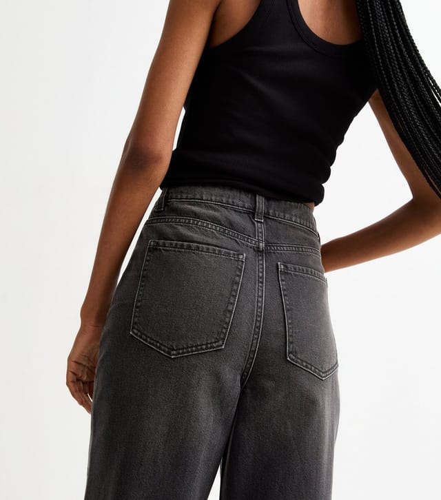 New Look Women's Tall Washed Black High Waist Adalae Wide Leg Jeans New Look - 2
