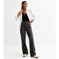 New Look Women's Tall Washed Black High Waist Adalae Wide Leg Jeans New Look - 3