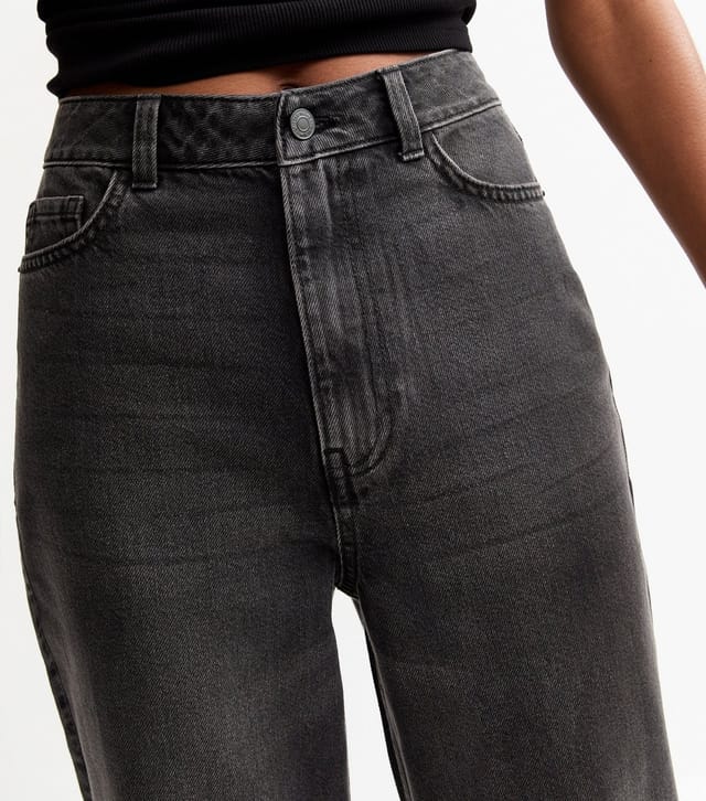 New Look Women's Tall Washed Black High Waist Adalae Wide Leg Jeans New Look - 3