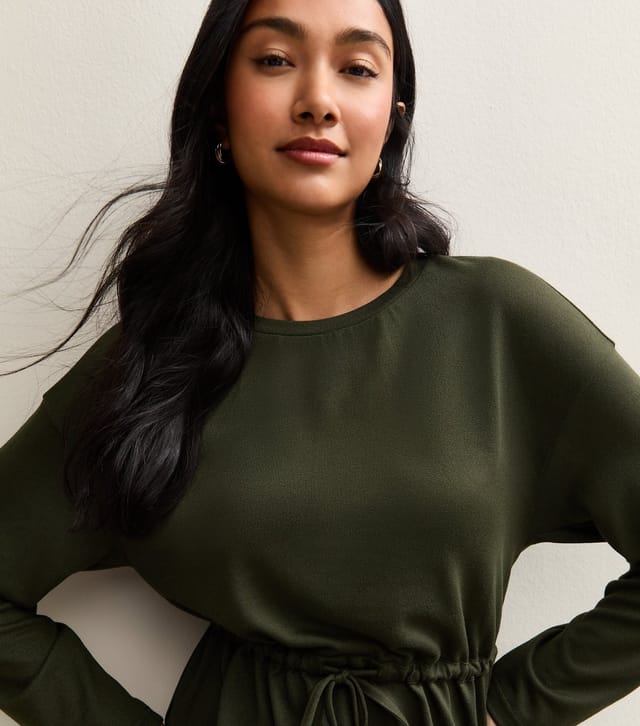 New Look Women's Dark Khaki Soft Touch Tie Waist Top New Look - 2