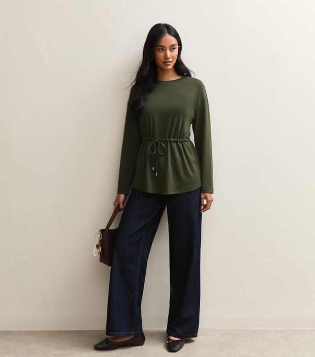 New Look Women's Dark Khaki Soft Touch Tie Waist Top New Look - 3