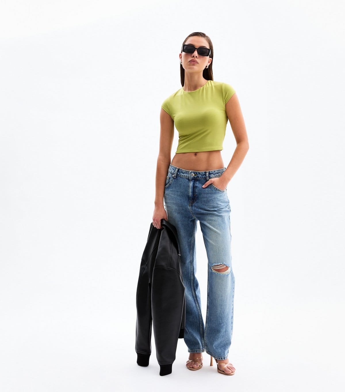 New Look Women's Green Twist Back Cropped Top New Look - 4