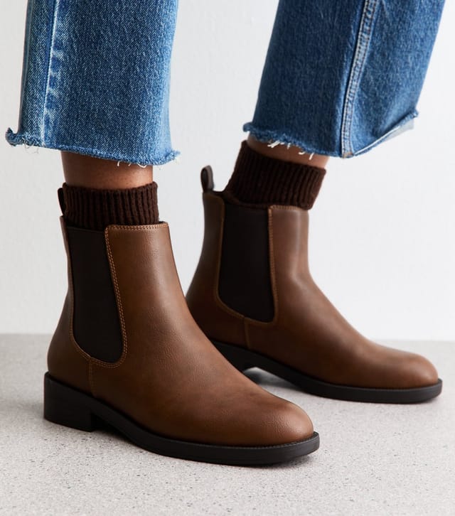 New Look Women's Brown Faux Leather Chelsea Boots Vegan New Look - 2
