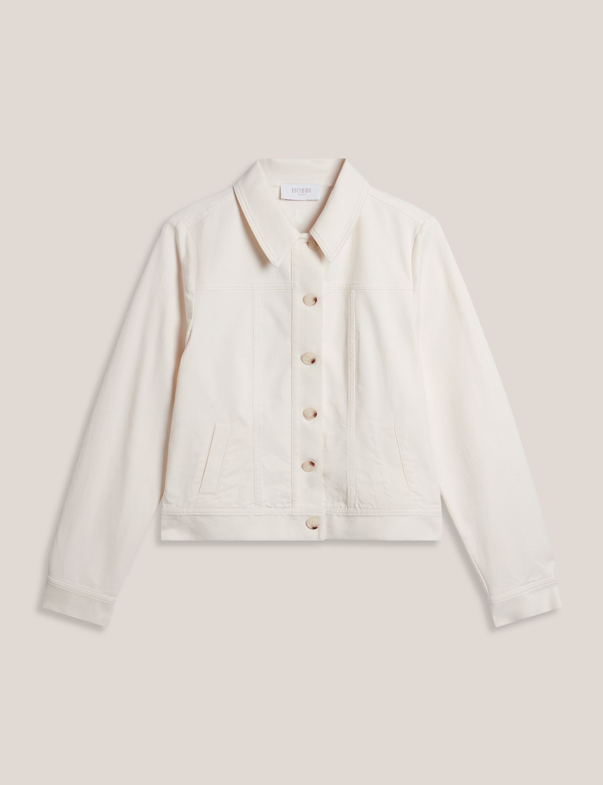 Hobbs London Hobbs London Women's Selborne Boxy Cropped Denim Jacket in Warm White - 2