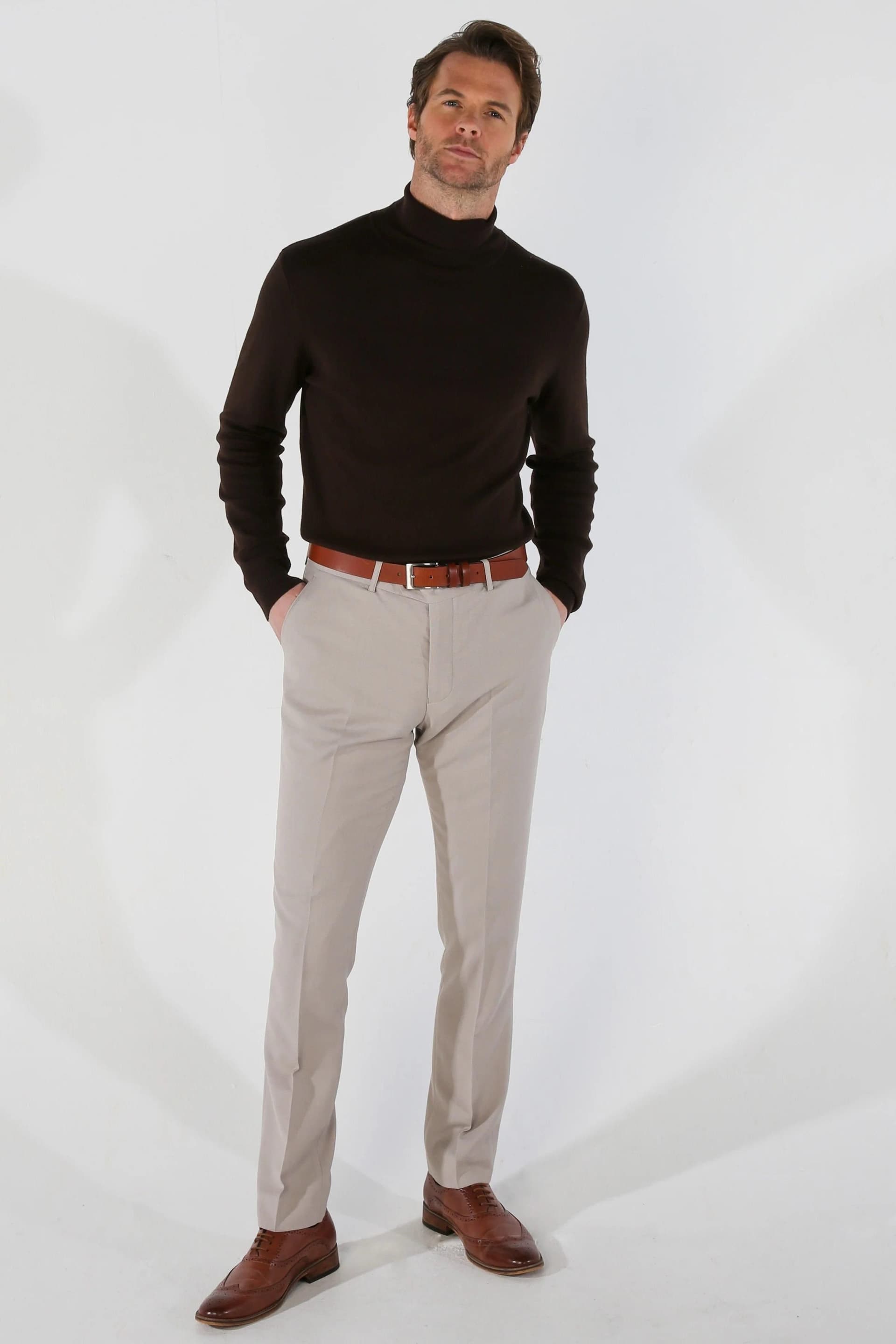 Paul Andrew Paul Andrew Men's Mayfair Plain Formal Trousers in Stone