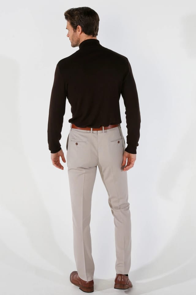 Paul Andrew Paul Andrew Men's Mayfair Plain Formal Trousers in Stone - 2