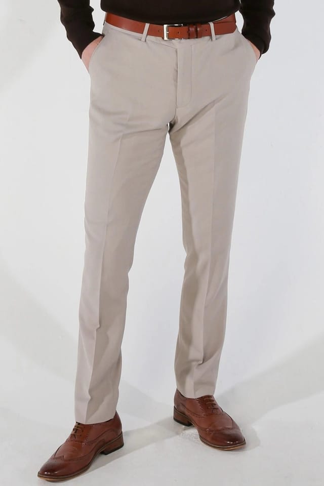 Paul Andrew Paul Andrew Men's Mayfair Plain Formal Trousers in Stone - 3