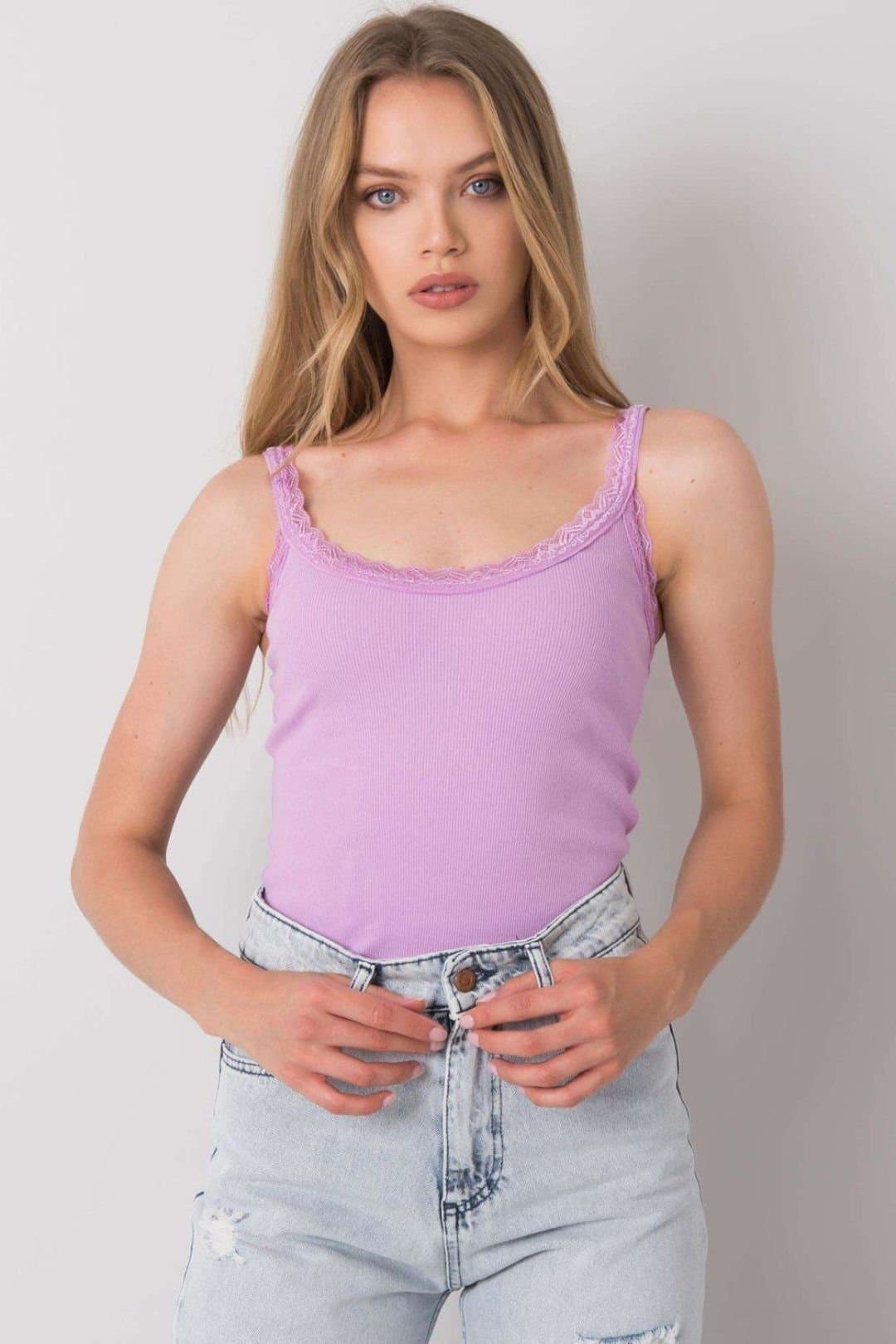 Love Lace Love Lace Women's Seductive Striped Cotton Elastane Top in Violet