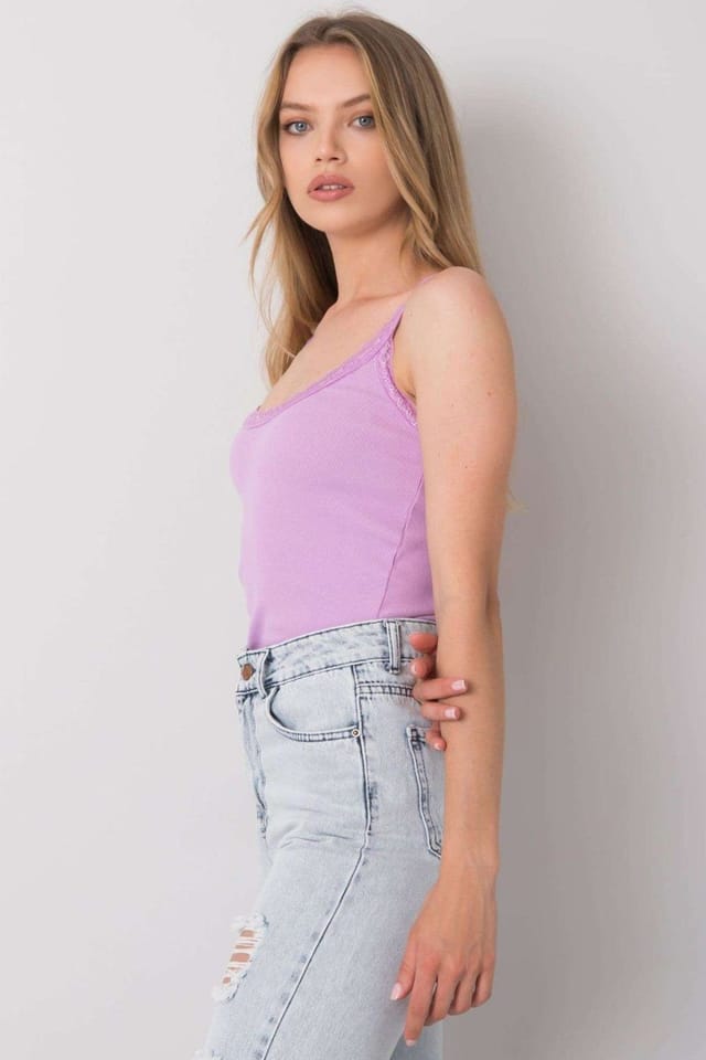 Love Lace Love Lace Women's Seductive Striped Cotton Elastane Top in Violet - 2