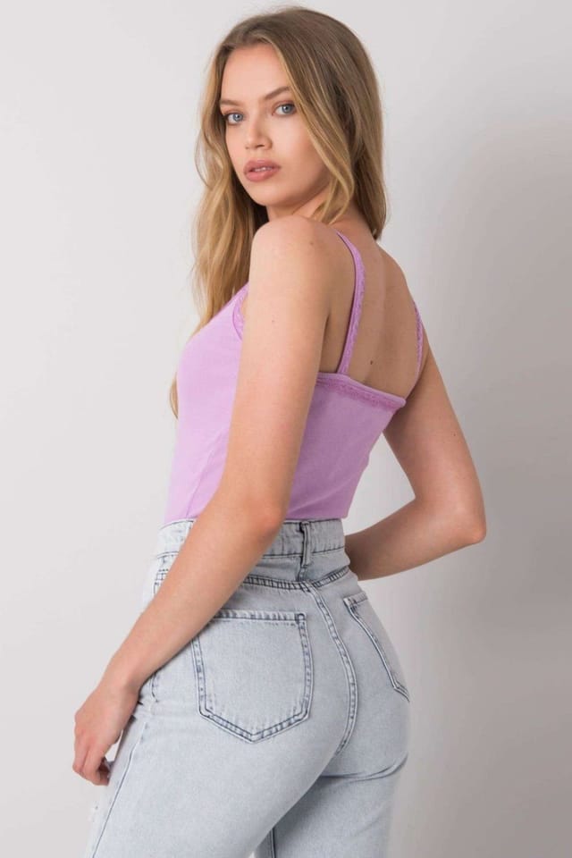 Love Lace Love Lace Women's Seductive Striped Cotton Elastane Top in Violet - 3