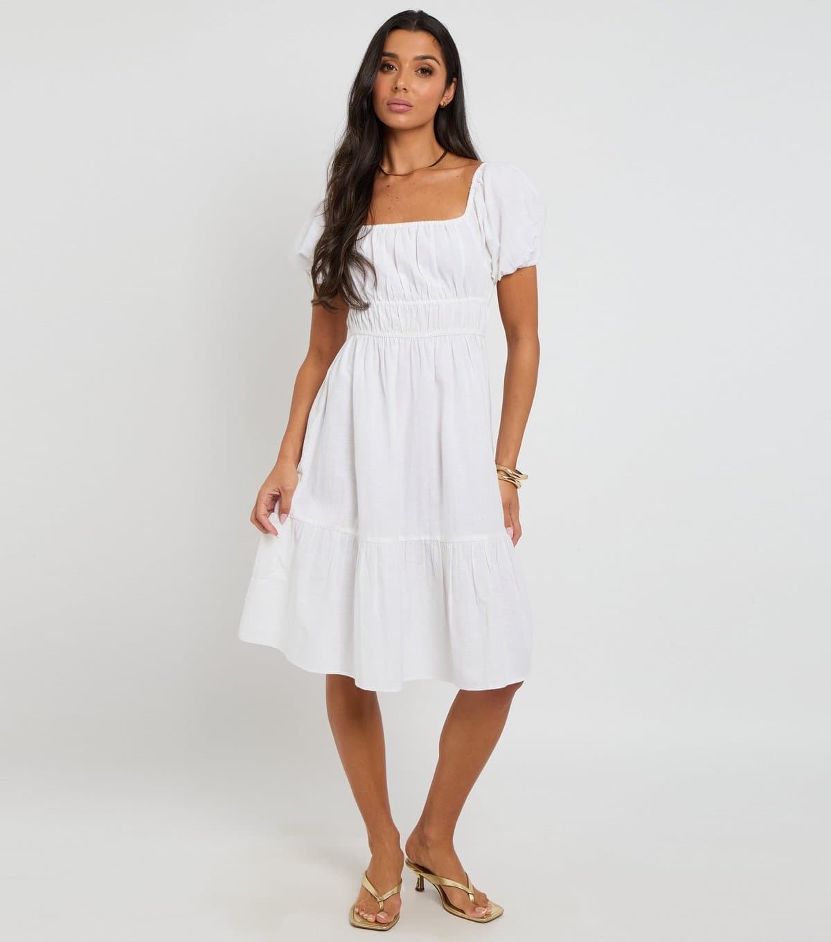 Urban Bliss Women's White Smocked Milkmaid Dress Urban Bliss New Look