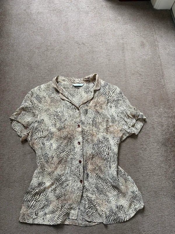 St Michael Old st Michael’s button up chiffon shirt print top size 14