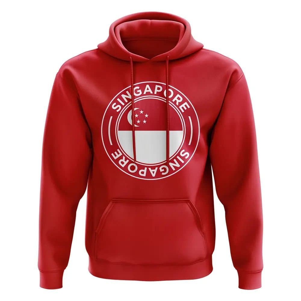 Singapore Singapore Men's Personalised Football Badge Hoodie in Red
