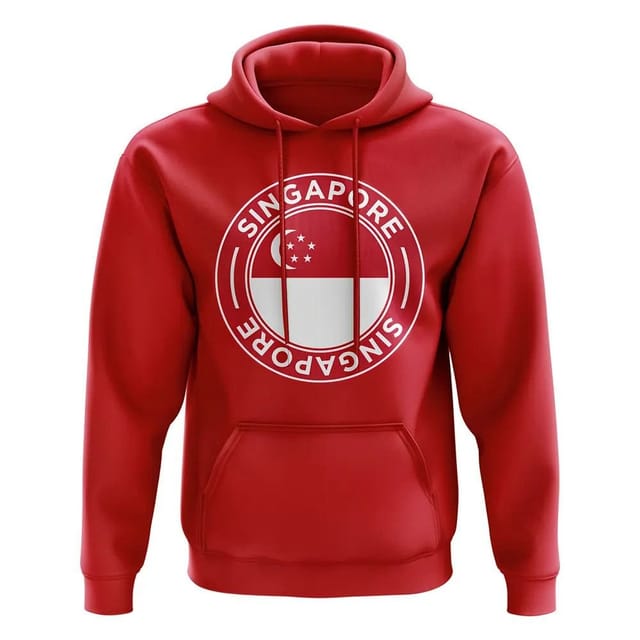 Singapore Singapore Men's Personalised Football Badge Hoodie in Red - 2