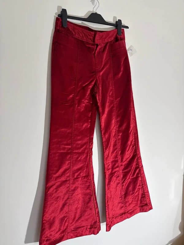 Free People New (no tag) Free People Velvet Red Flared Trousers Size 8 -stunning