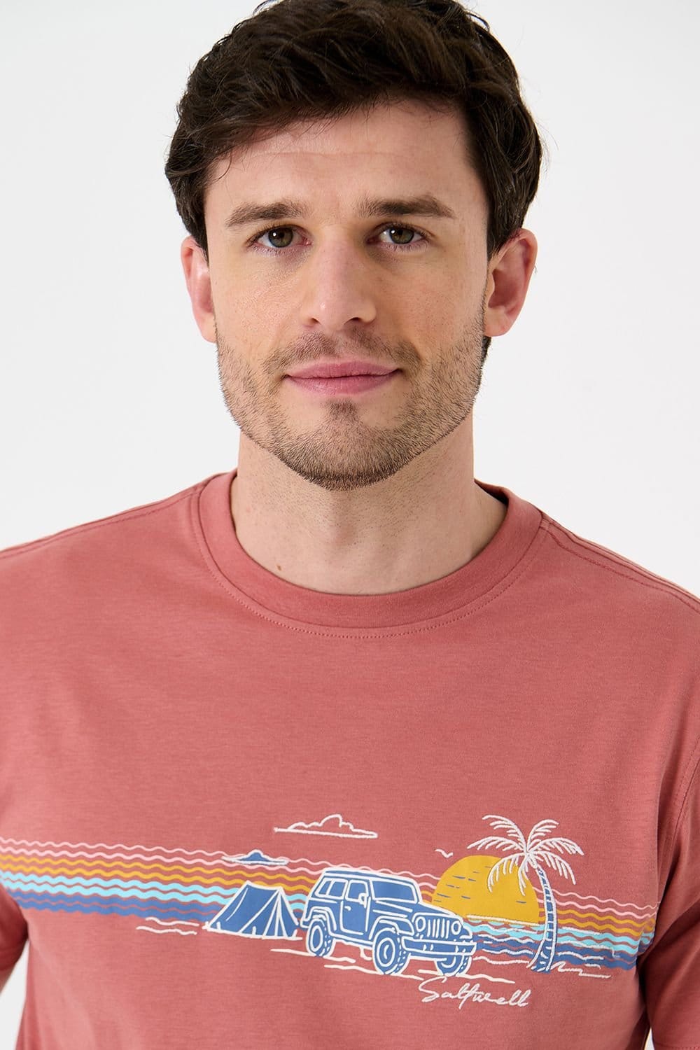 Saltwell Saltwell Men's Graphic Print Cotton T-Shirt in Pink - 4