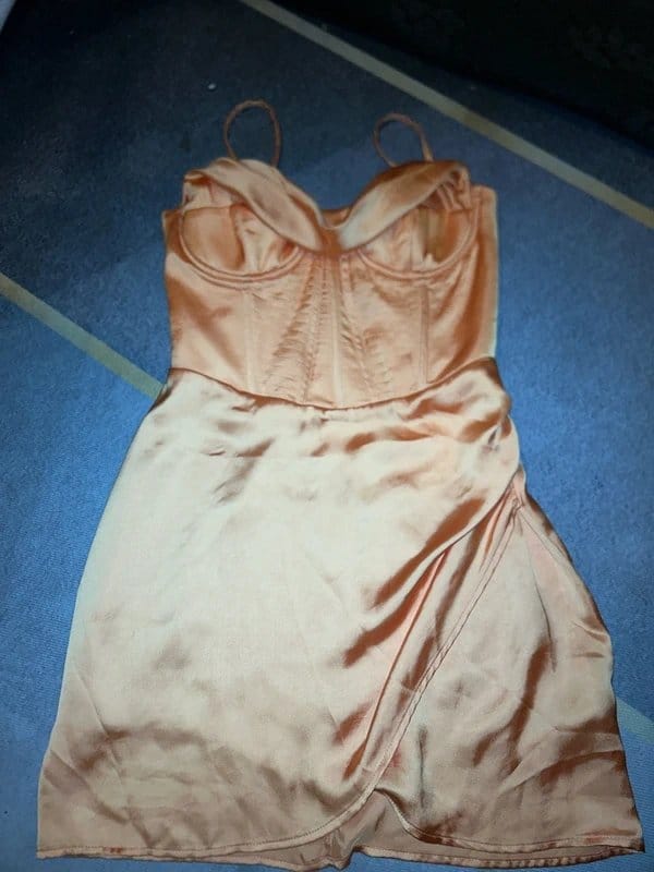Bershka Peachy Orange Satin Corset Dress Size 6-8