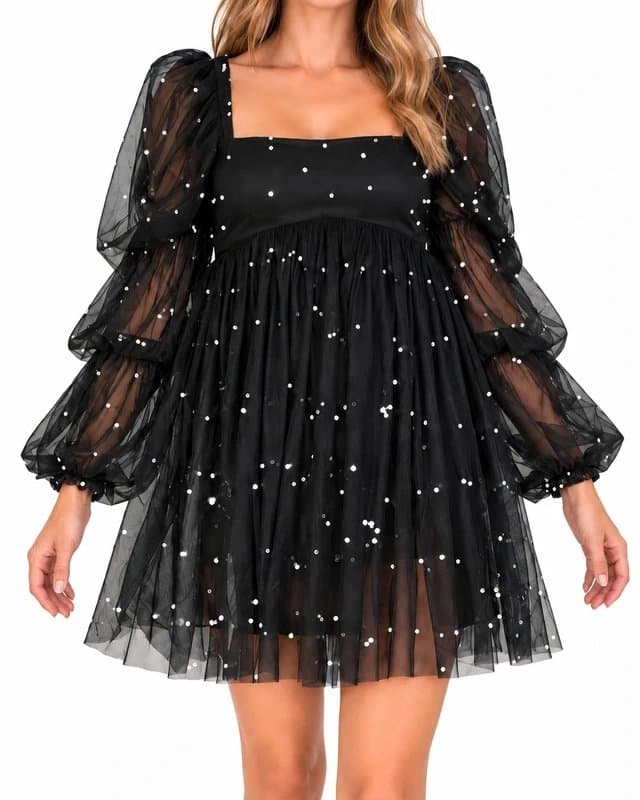 ASOS ASOS luxe Black Pearl Embellished Tulle dress Size 12 occasion Dress