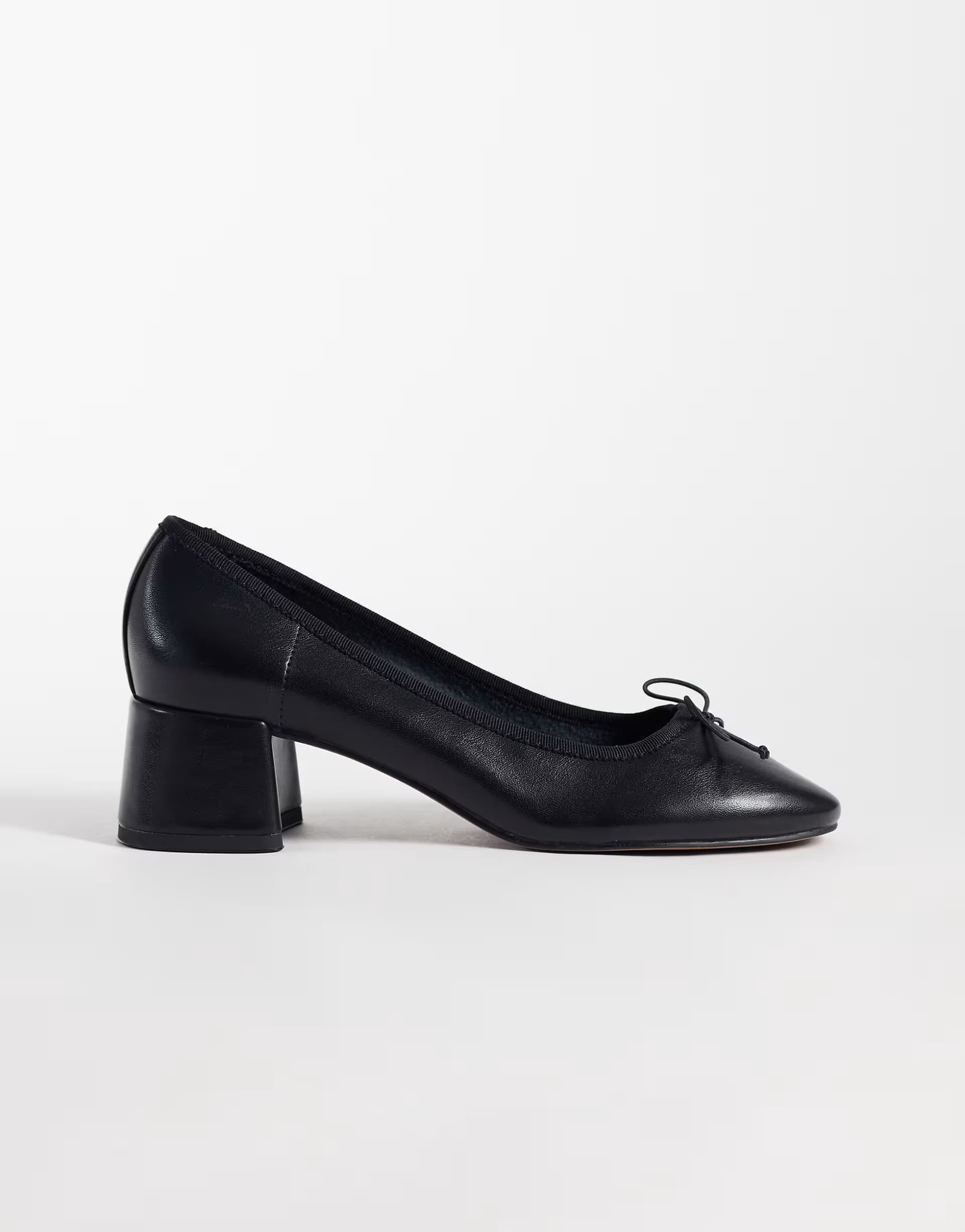 ASOS ASOS DESIGN Sweet Pea bow detail block heel mid shoes in black
