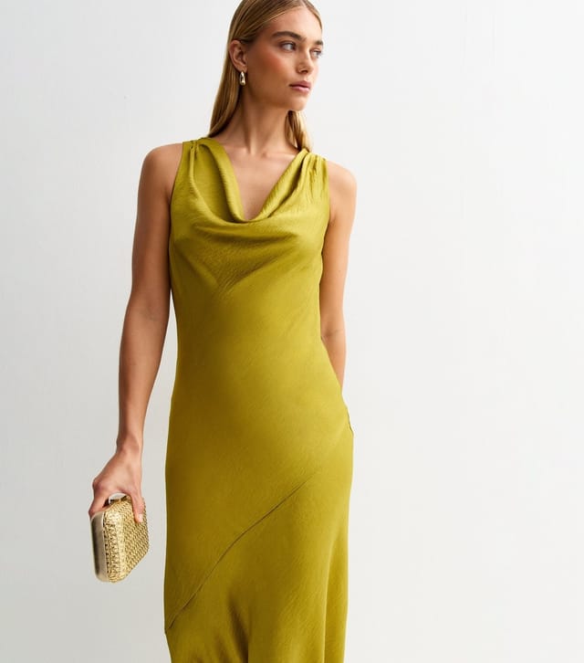 New Look Women's Green Satin Cowl Neck Midaxi Dress New Look - 2