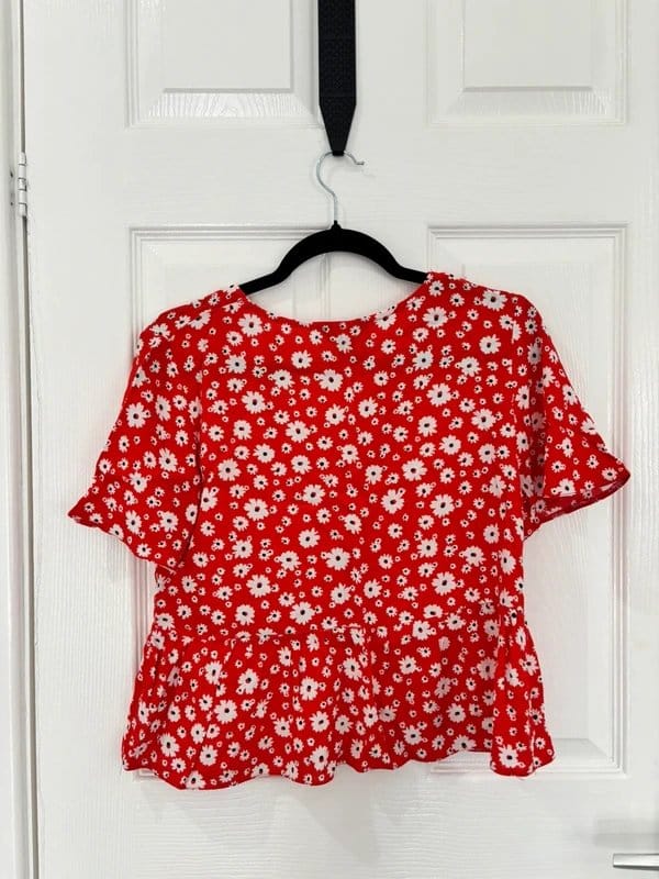 New Look Floral Red Blouse - Size 10