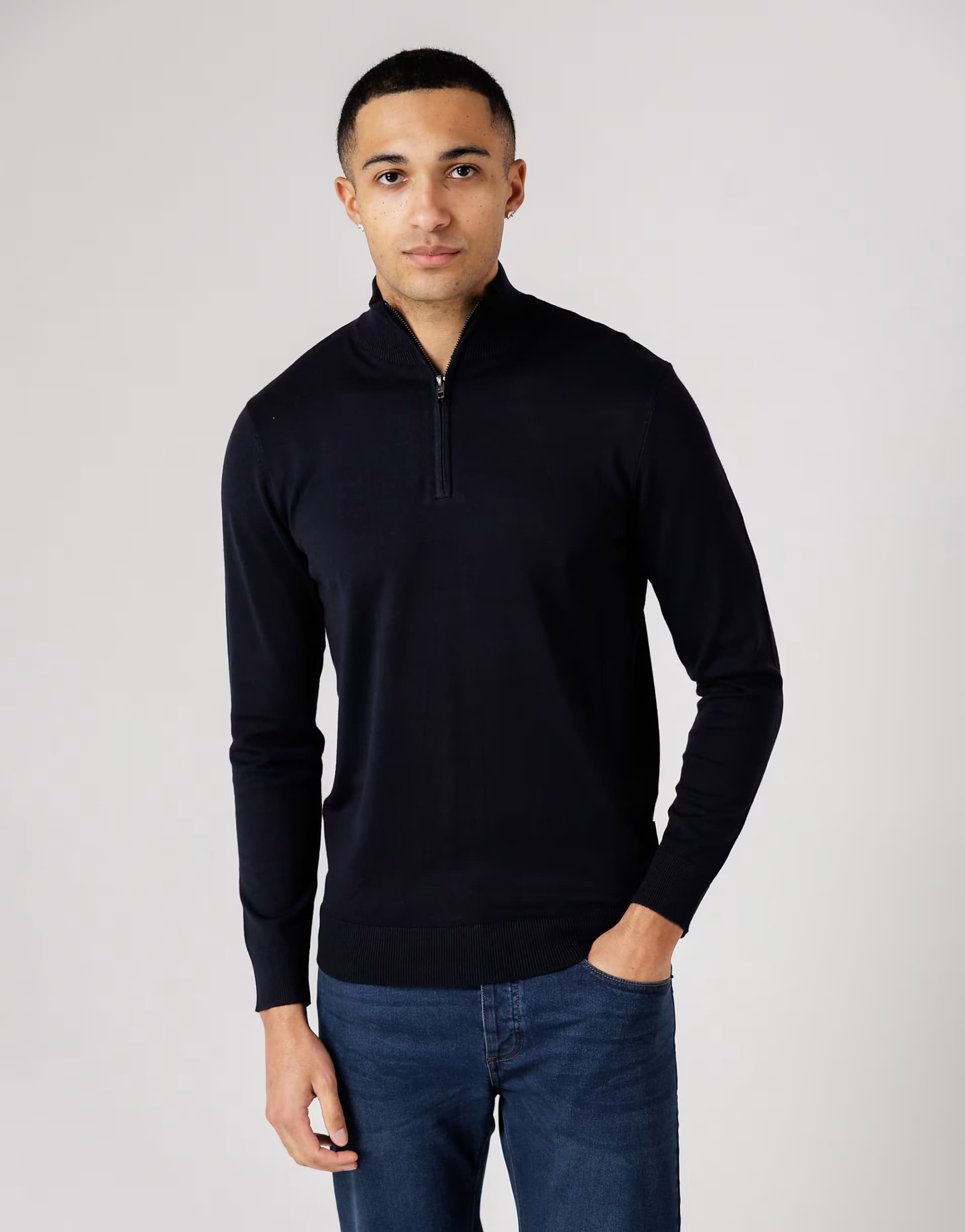 ASOS French Connection 1/2 zip knitted jumper in navy