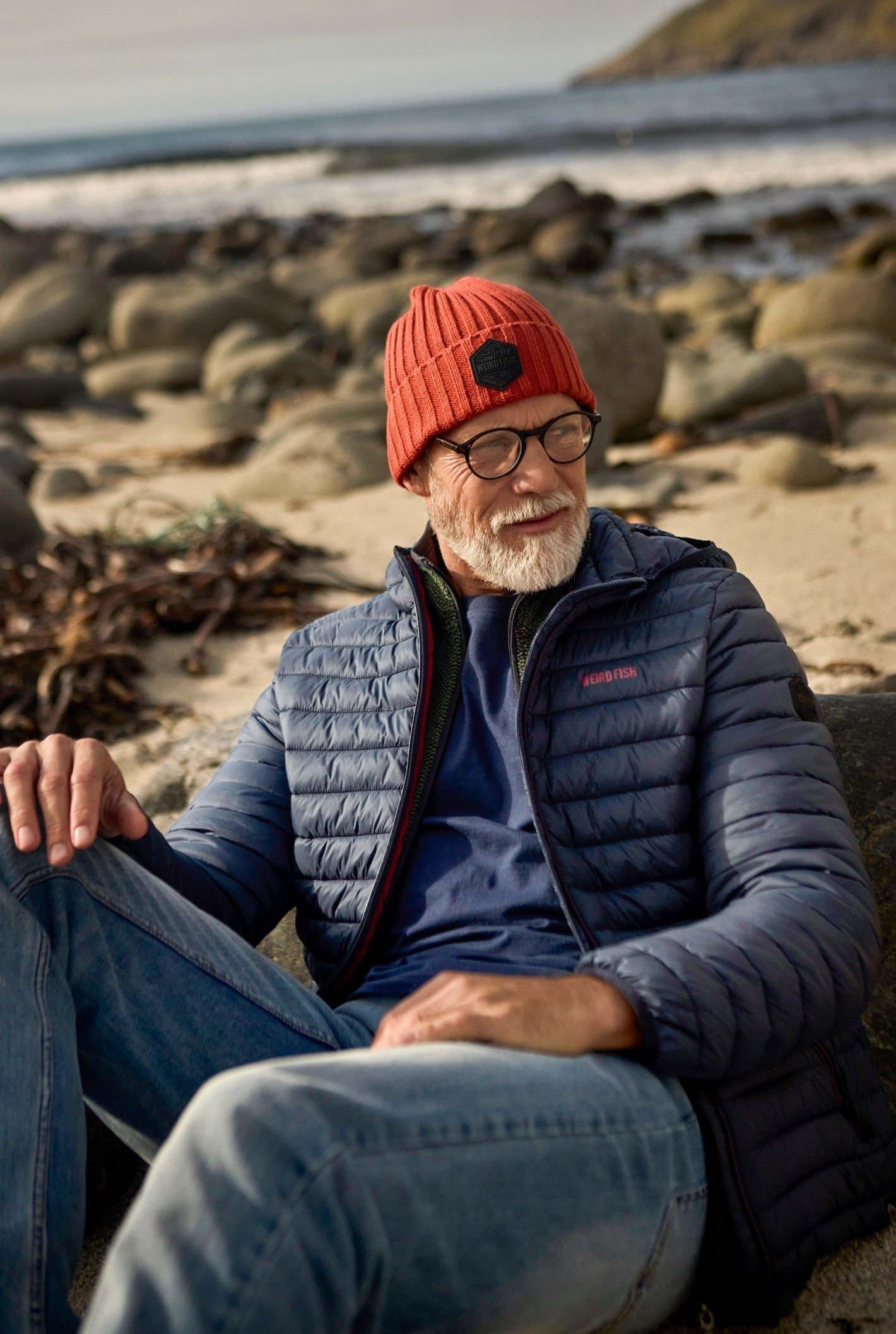 Weird Fish Weird Fish Men's Flete Lightweight Showerproof Padded Hooded Jacket in Navy