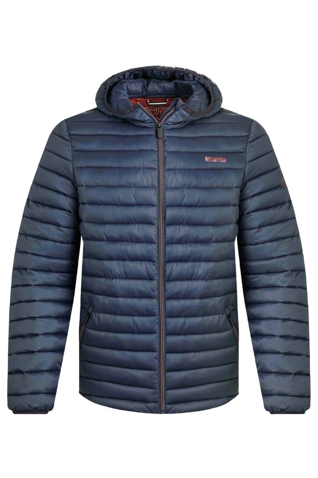 Weird Fish Weird Fish Men's Flete Lightweight Showerproof Padded Hooded Jacket in Navy - 2