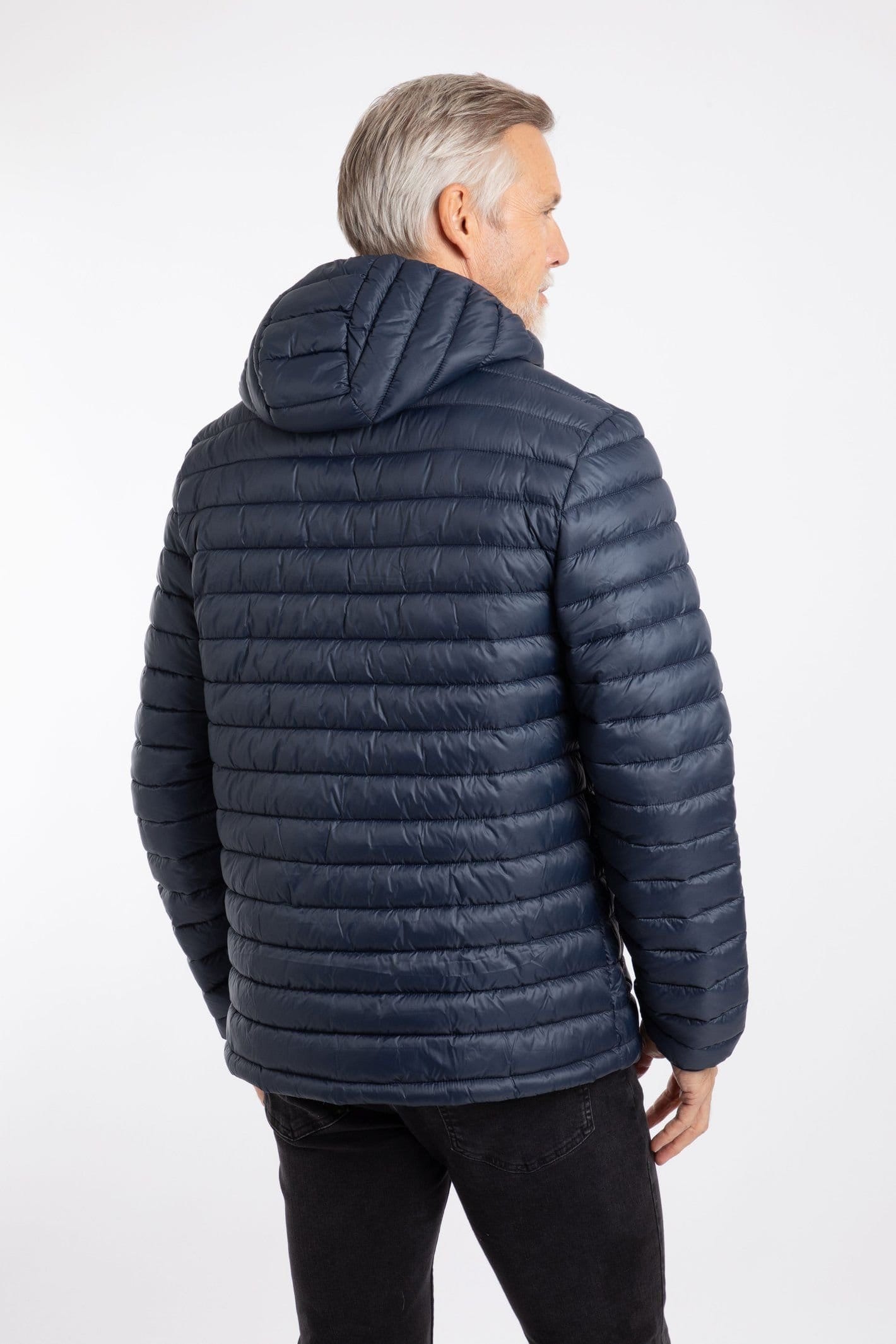 Weird Fish Weird Fish Men's Flete Lightweight Showerproof Padded Hooded Jacket in Navy - 4