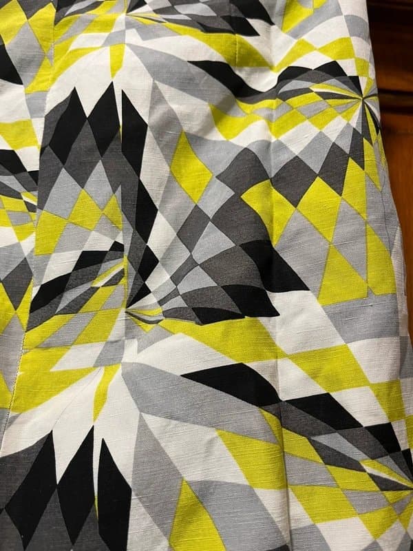 Tibi Tibi Short Silk / Linen Blend Grey/Black/ White / Lime Green Skirt - US4/UK8 New without tags