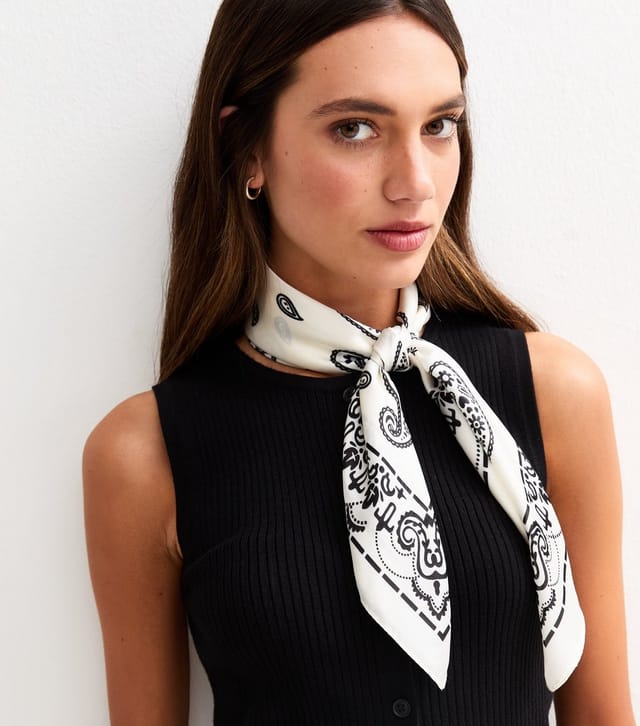 New Look White Paisley Print Satin Scarf New Look - 2