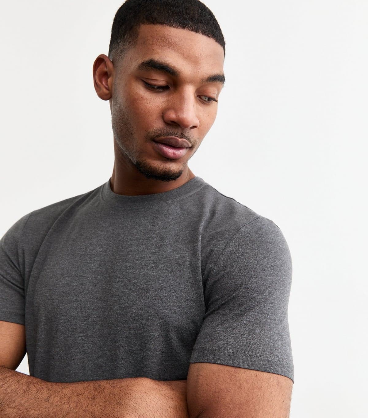 New Look Men's Dark Grey Muscle Fit T-Shirt New Look