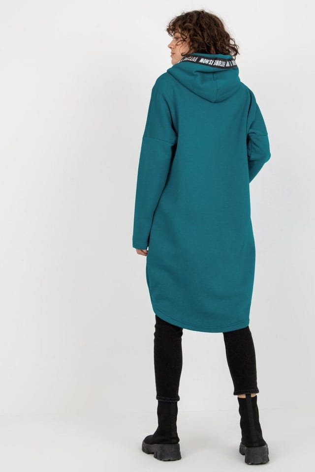 Love Lace Love Lace Women's Extended Hooded Zip Sweatshirt with Side Pockets in Green - 3
