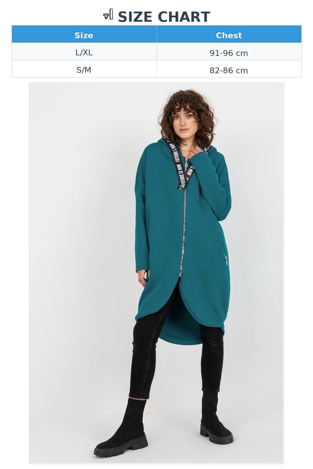 Love Lace Love Lace Women's Extended Hooded Zip Sweatshirt with Side Pockets in Green - 4