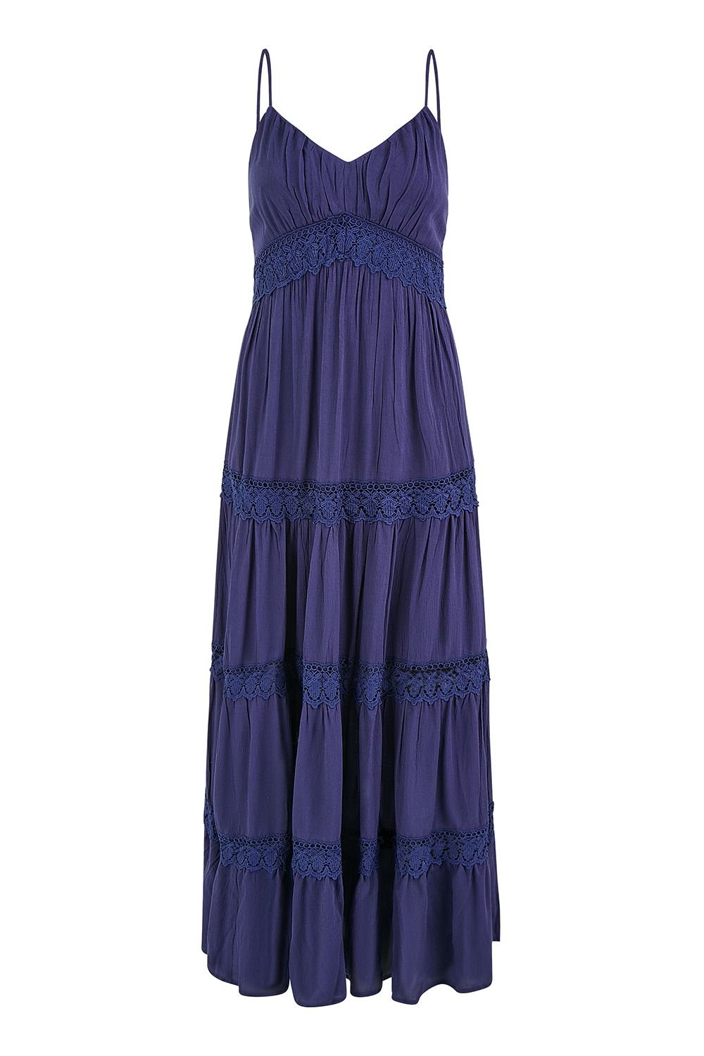 Yumi Yumi Women's Navy Lace Tiered Strappy Maxi Dress - 4