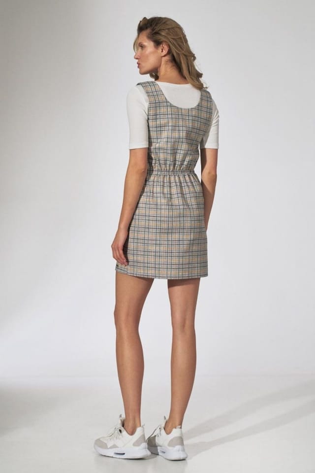 Love Lace Love Lace Women's Checked Midi Dress With Braces & Pockets - 3