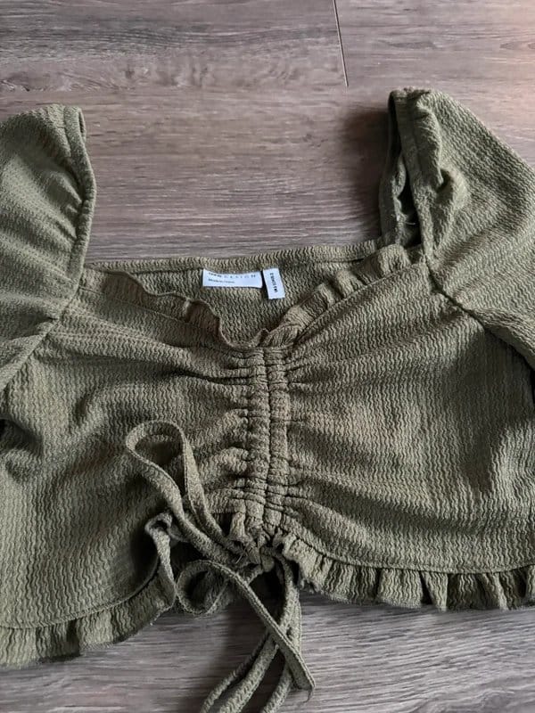 ASOS Design Khaki Ruched Crop Top