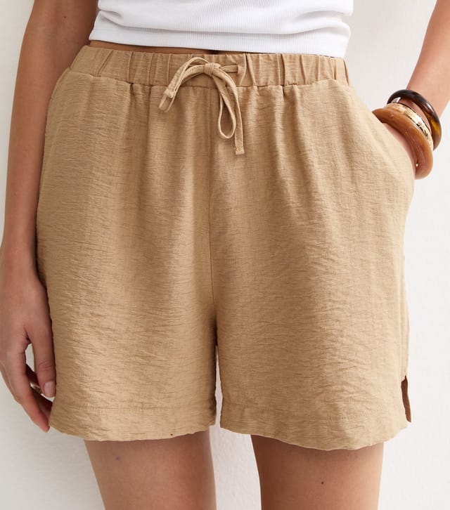New Look Women's Tall Stone Crinkled Drawstring Shorts New Look - 2
