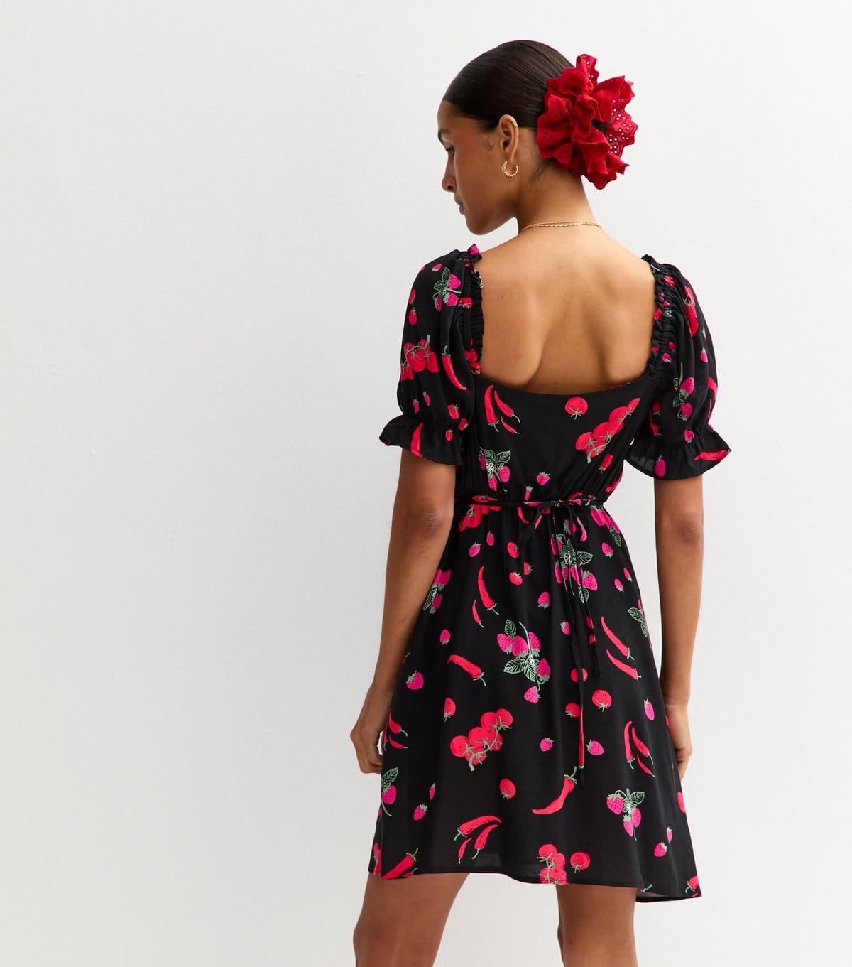 New Look Women's Black Berry Print Milkmaid Mini Dress New Look - 4