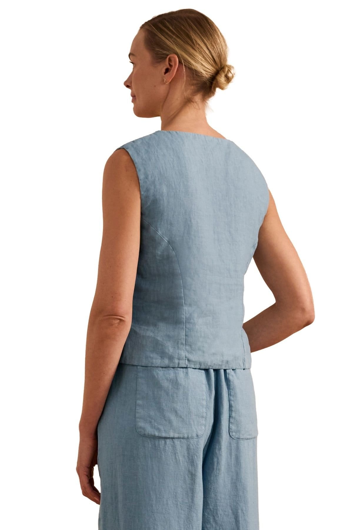 Celtic & Co Celtic & Co Women's Linen Blend Tailored Waistcoat in Duck Egg Blue - 4